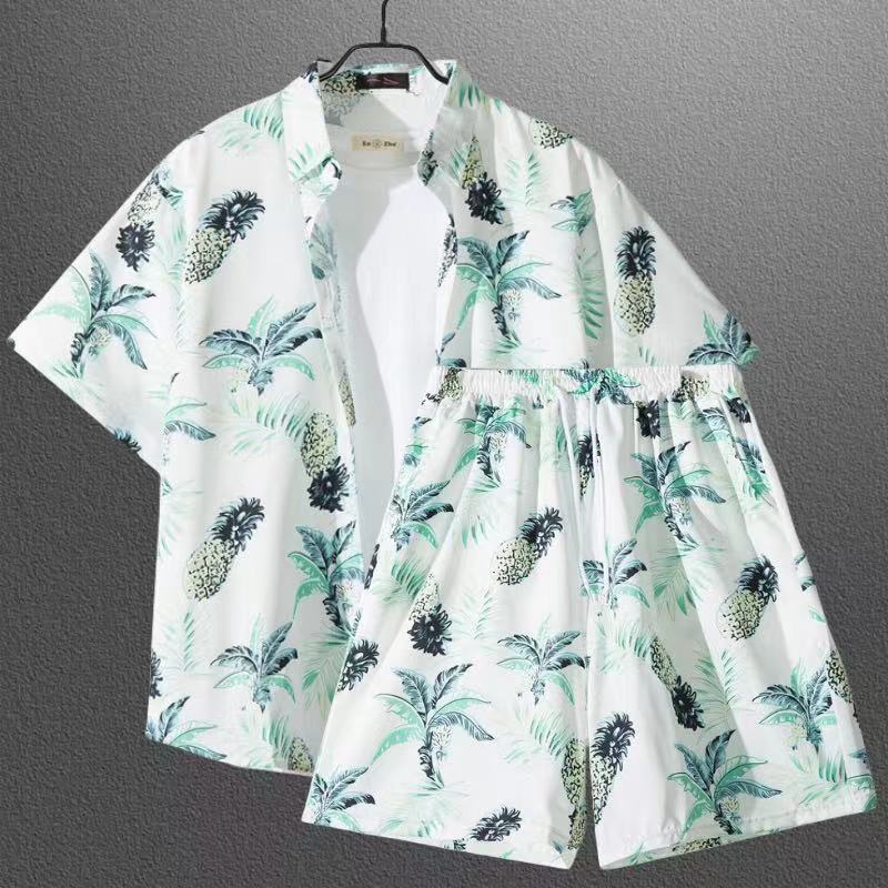 Conjunto de Camisa Floral de Manga Corta