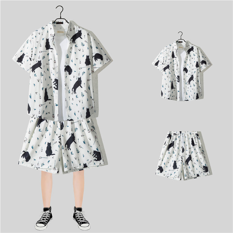 Conjunto de Camisa Floral de Manga Corta