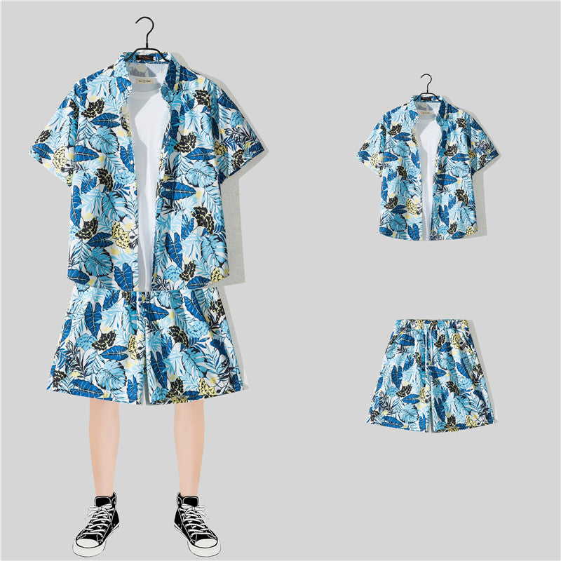 Conjunto de Camisa Floral de Manga Corta