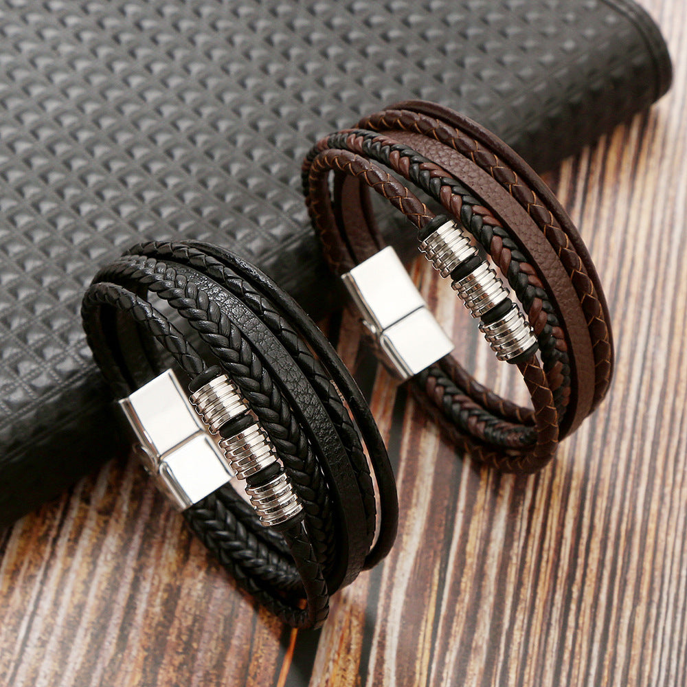 Pulsera de Cuero Trenzada a Mano