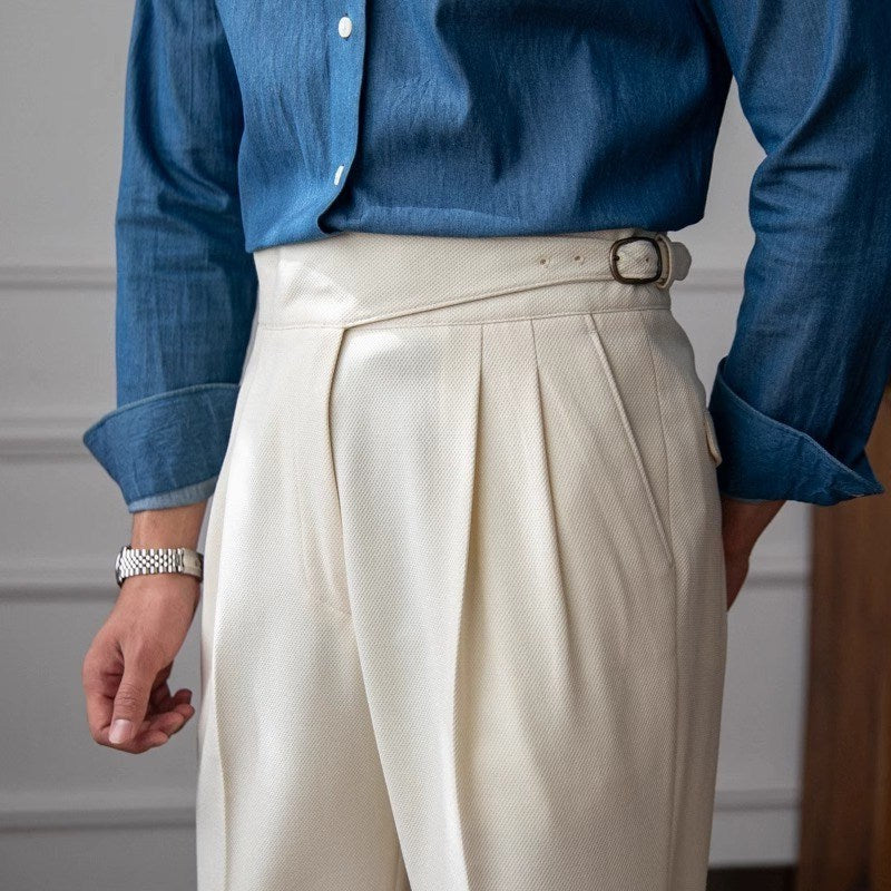Pantalones de Tiro Alto y Corte Recto para Hombre