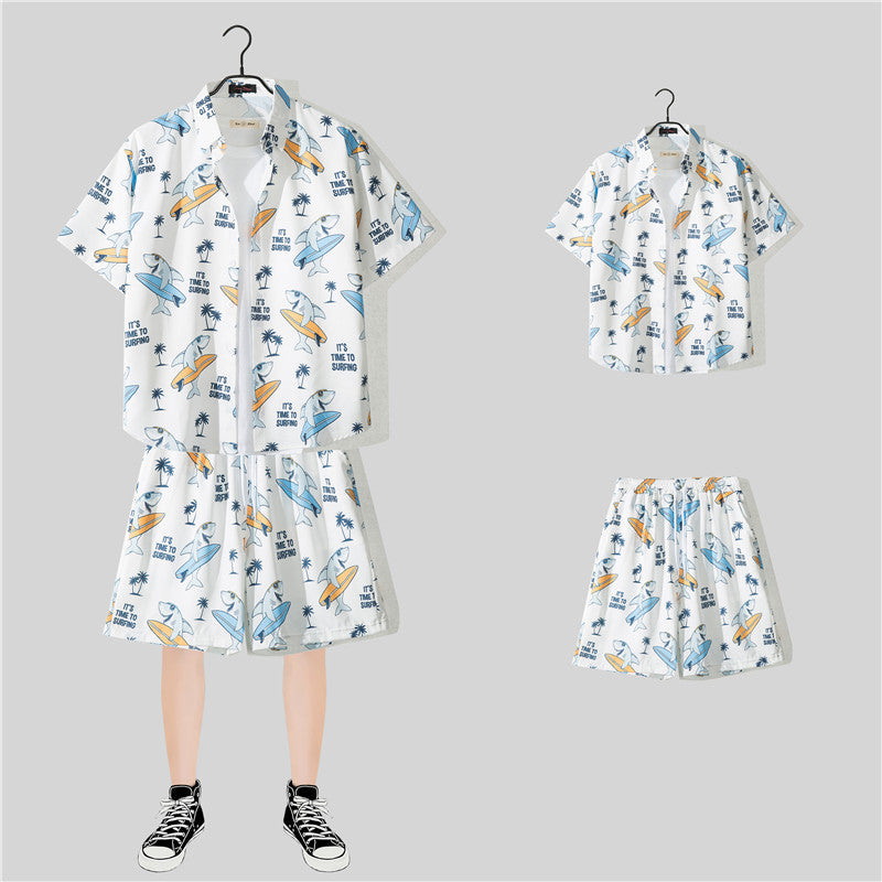 Conjunto de Camisa Floral de Manga Corta