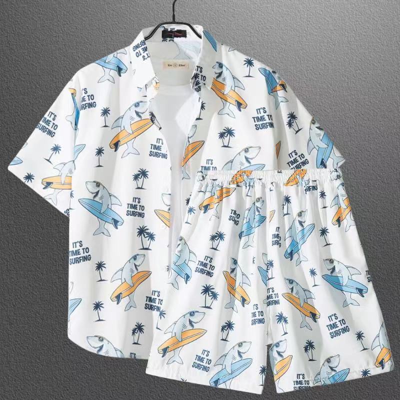 Conjunto de Camisa Floral de Manga Corta