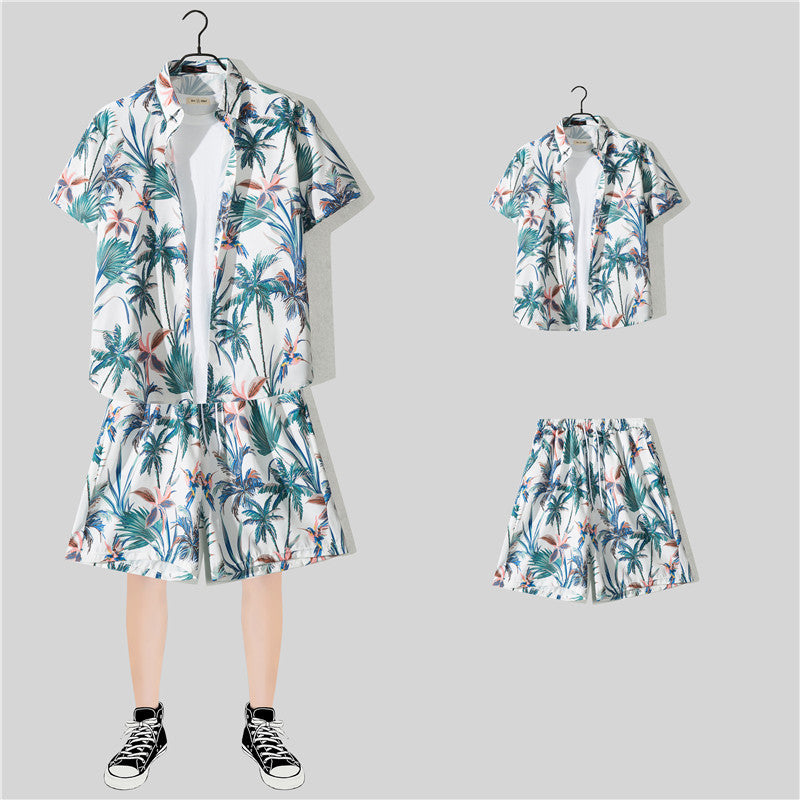 Conjunto de Camisa Floral de Manga Corta