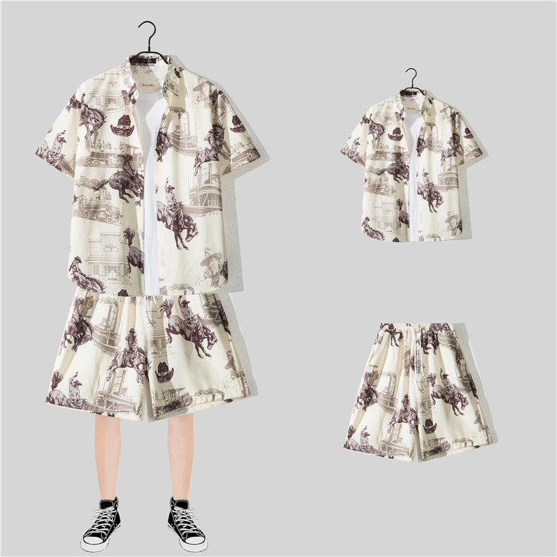 Conjunto de Camisa Floral de Manga Corta