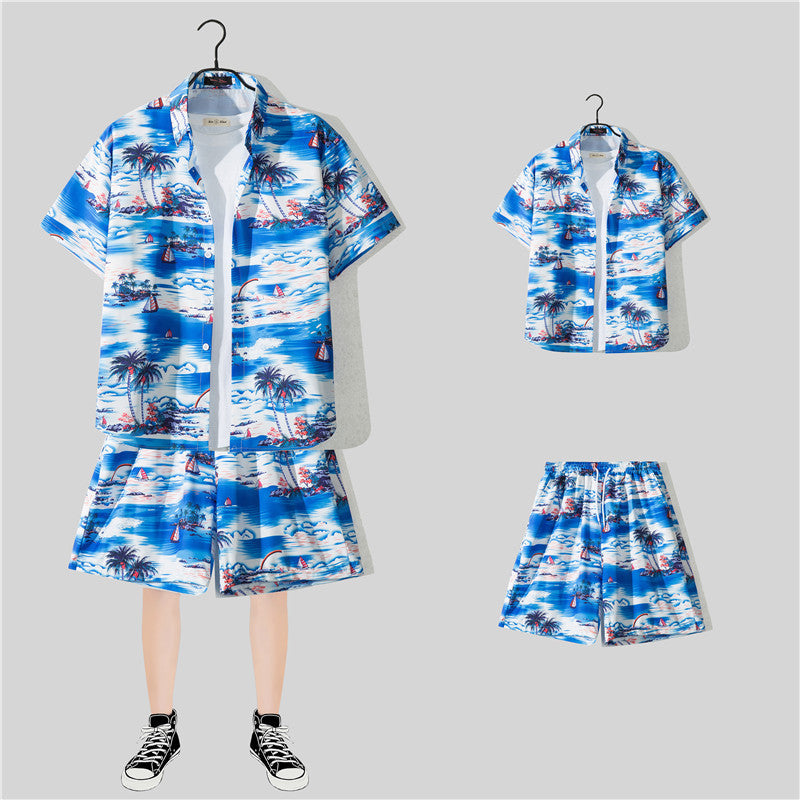 Conjunto de Camisa Floral de Manga Corta