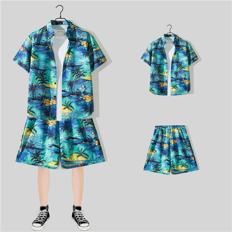 Conjunto de Camisa Floral de Manga Corta