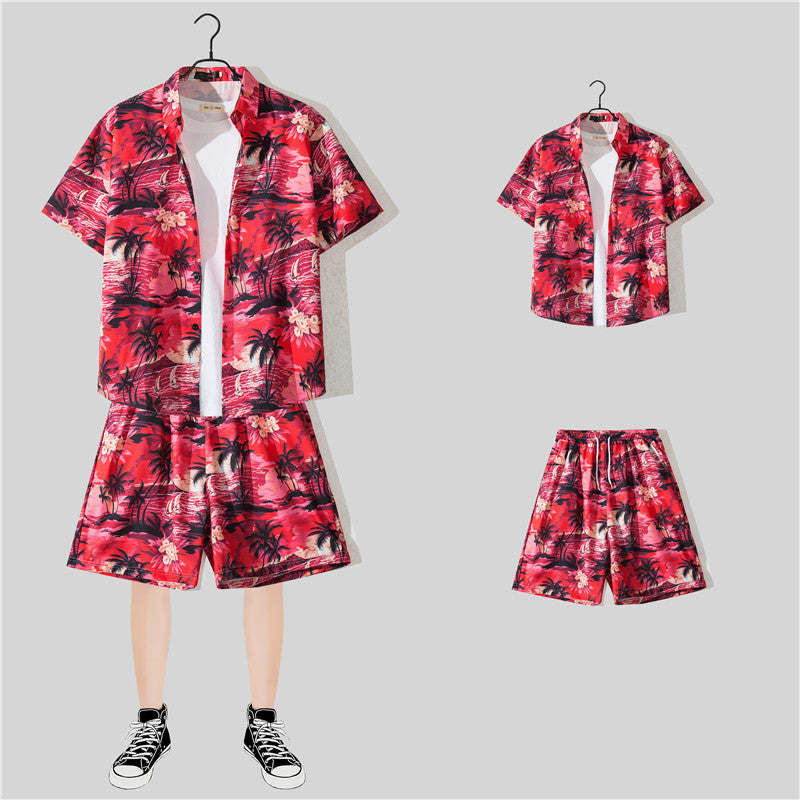 Conjunto de Camisa Floral de Manga Corta
