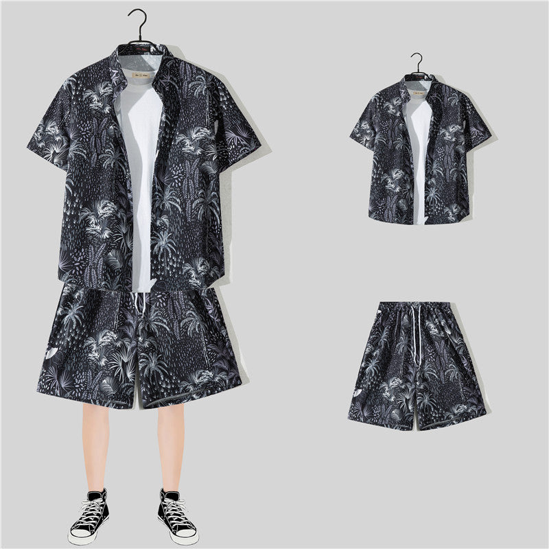 Conjunto de Camisa Floral de Manga Corta