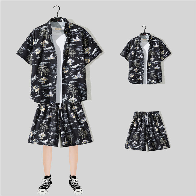 Conjunto de Camisa Floral de Manga Corta