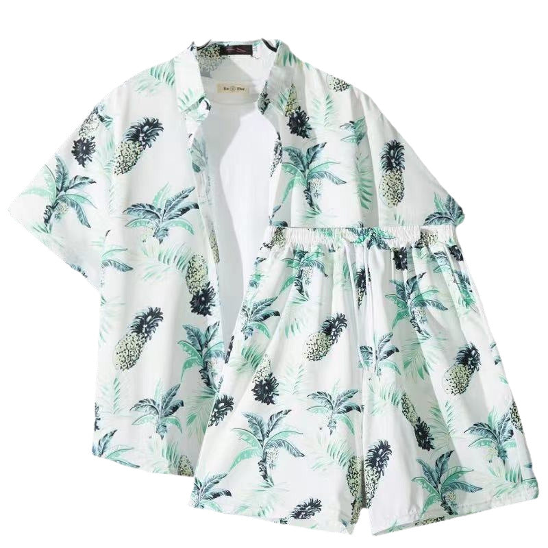 Conjunto de Camisa Floral de Manga Corta