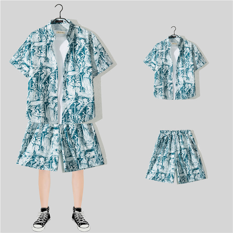 Conjunto de Camisa Floral de Manga Corta