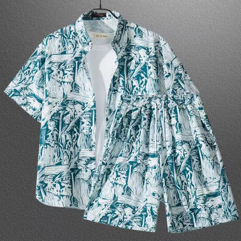 Conjunto de Camisa Floral de Manga Corta
