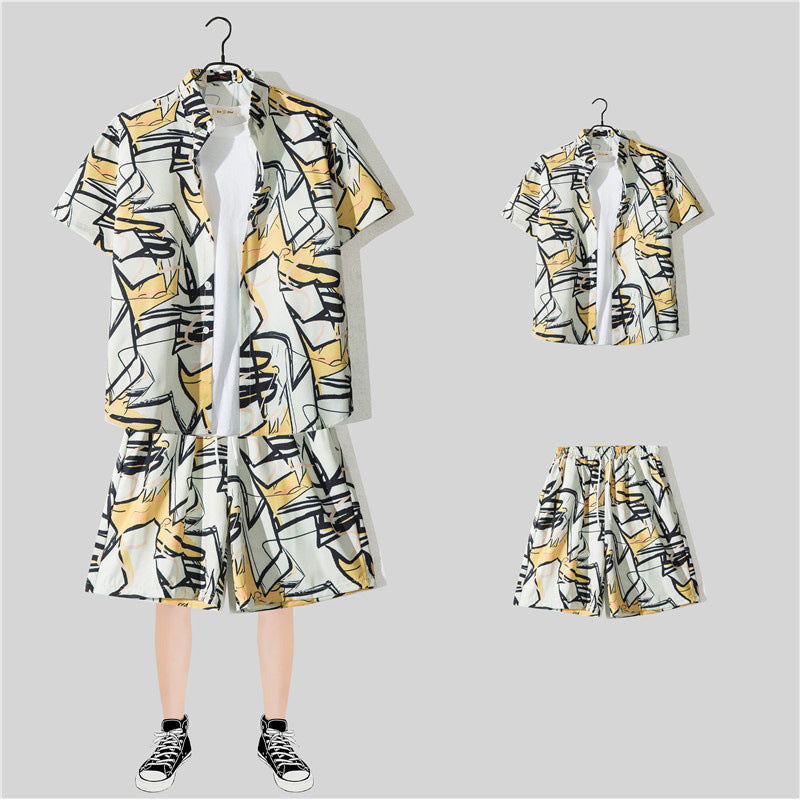 Conjunto de Camisa Floral de Manga Corta
