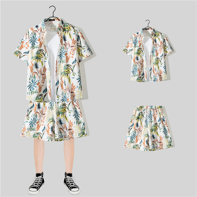 Conjunto de Camisa Floral de Manga Corta